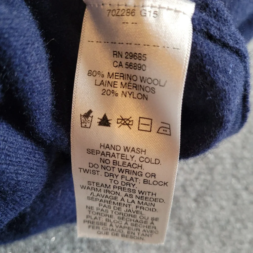 Pendleton Quarter Zip Sweater Mens Large Navy Blue Merino Wool Blend Pullover
